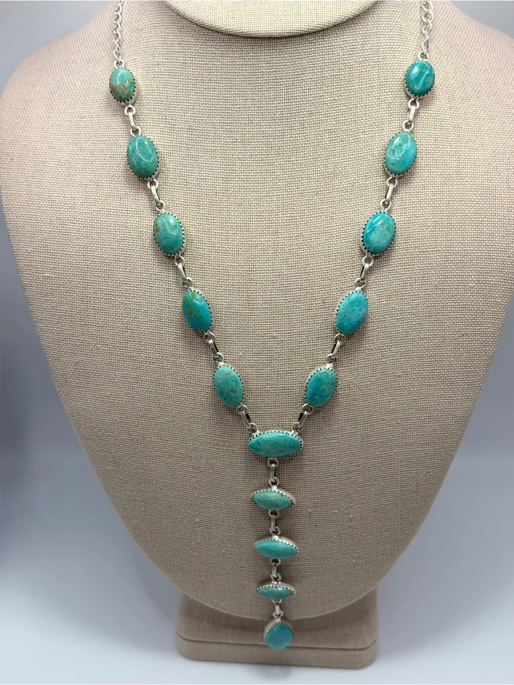 925 Sterling Silver Hachita Turquoise “Y” Necklace